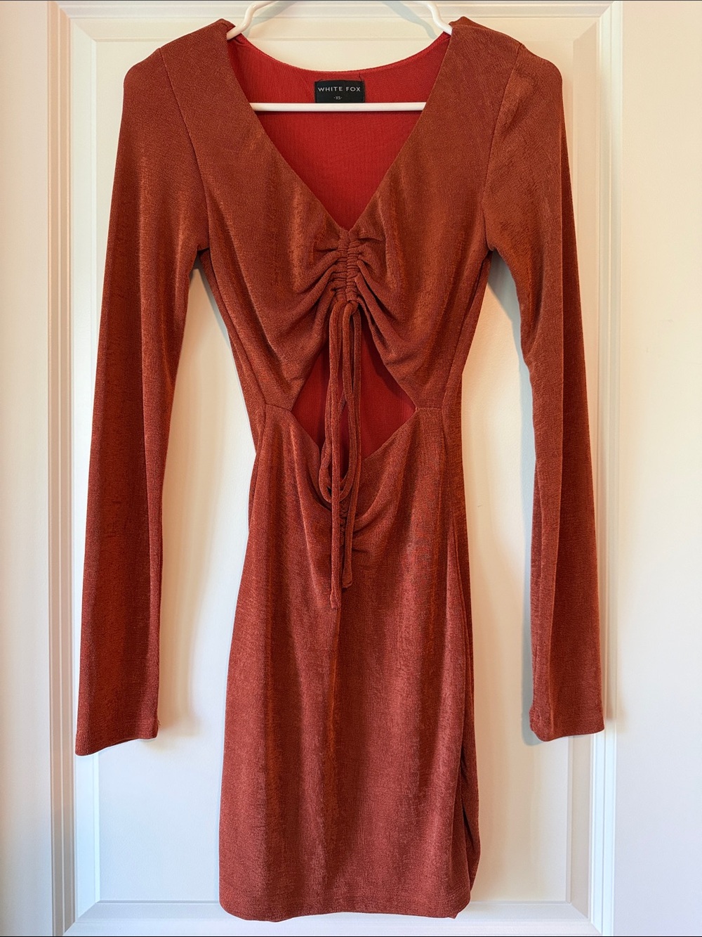 Rust Cutout Long-Sleeve Mini Dress